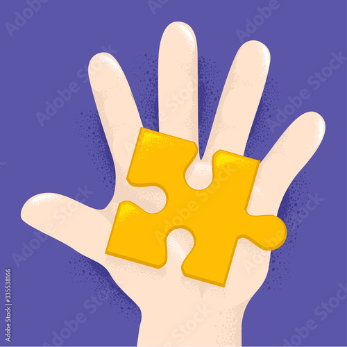 Hand Kid Puzzle Piece Illus...