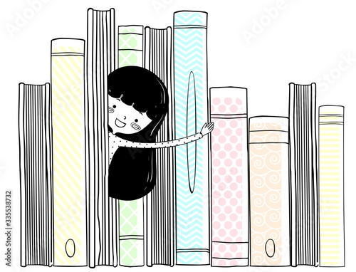 Girl Peek Books Illustration