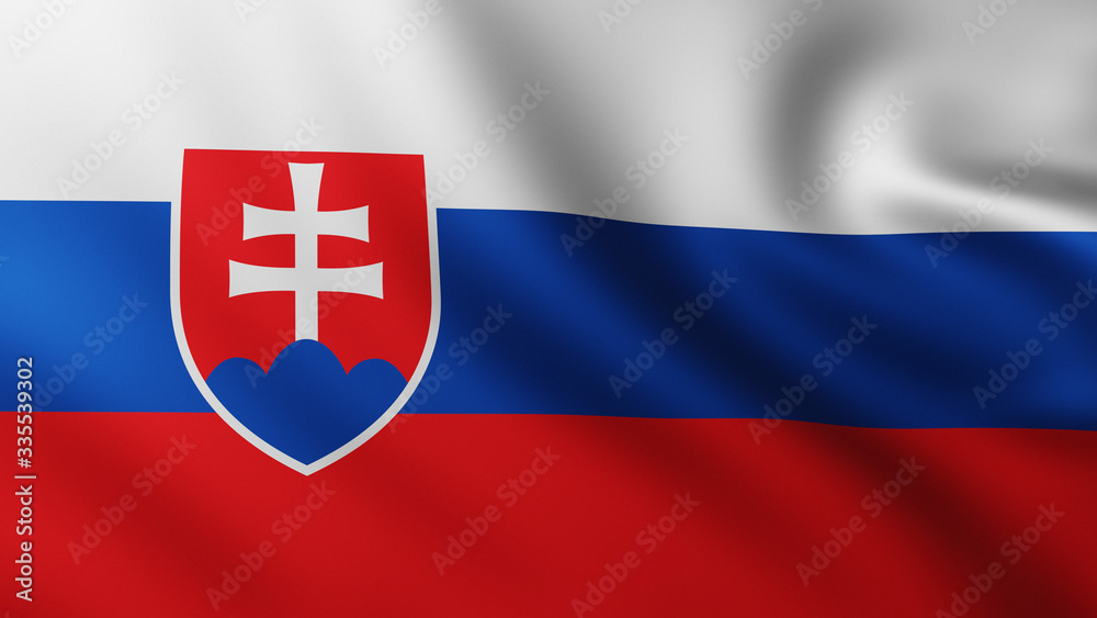 Fototapeta premium Large Flag of Slovakia fullscreen background in the wind