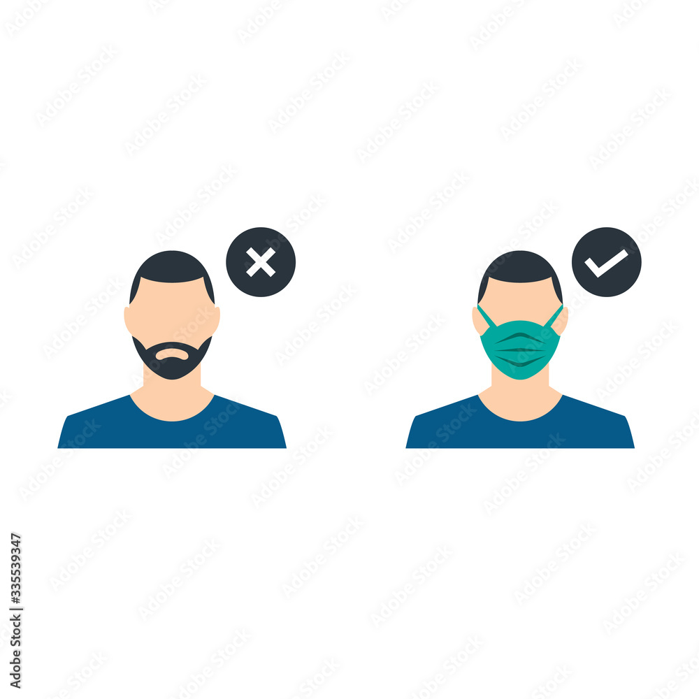 a guy with a medical mask and a guy without a mask. Entrance only with a medical mask. fight with coronoviros covid-19 a guy with a medical mask and a guy without a mask. Entrance only with a medical mask. fight with coronoviros covid-19