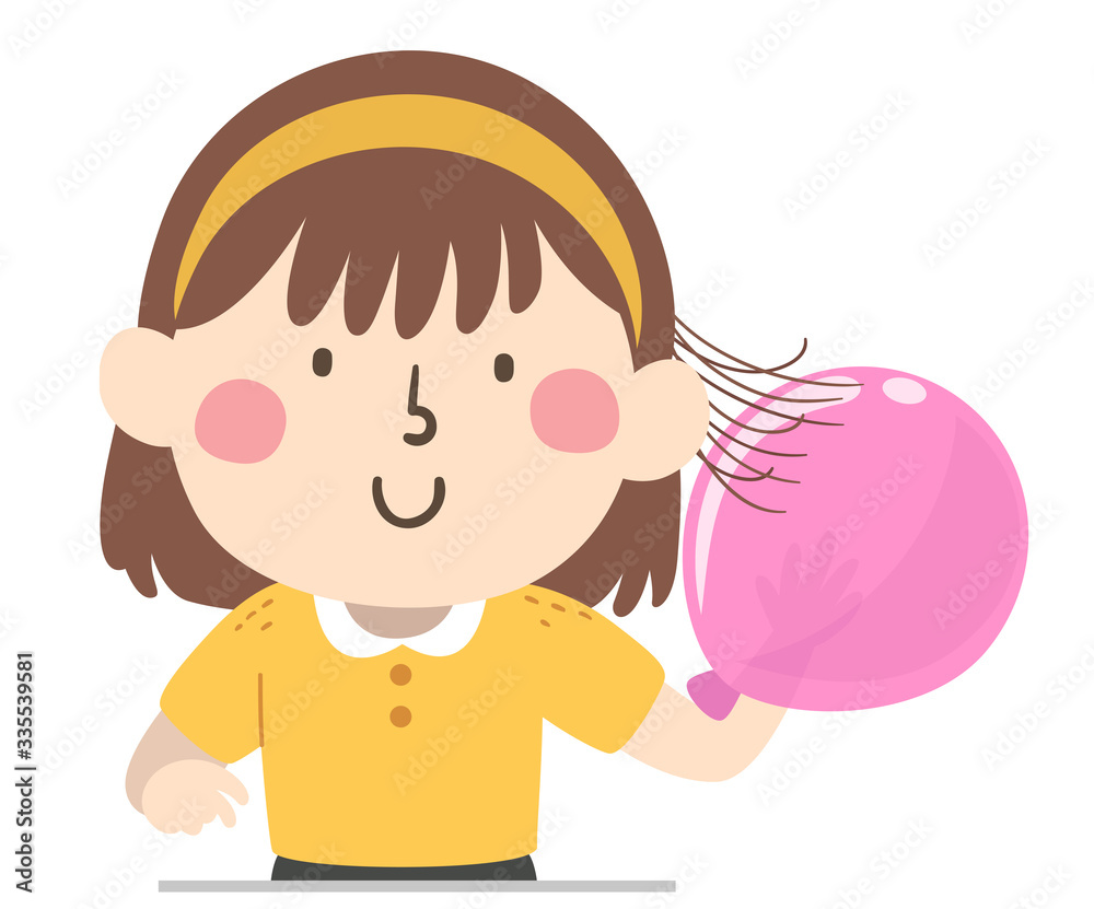 Kid Girl Static Balloon Hair Illustration Kid Girl Static Balloon Hair Illustration