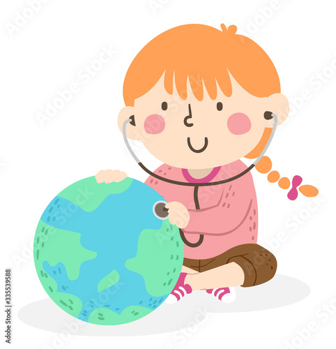 Kid Girl Treat Earth Stetho...
