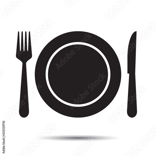 Plate, fork and knife Icon.