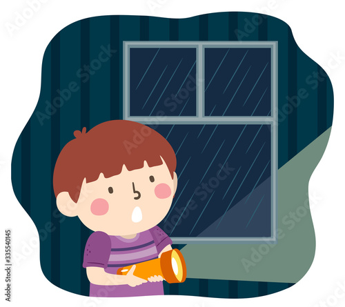 Kid Boy Rain Flashlight Ill...