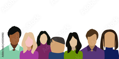 Group of people. Women and men.  Stock vector illustration in a flat style White background.