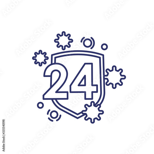 24 hours virus protection line icon