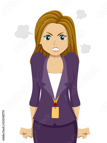 Teen Girl Intern Angry Illustration