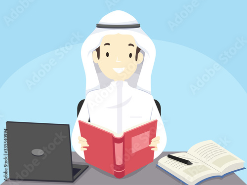 Teen Guy Student Qatar Study Illustration