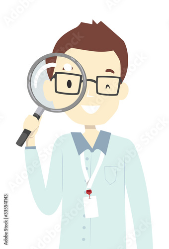 Teen Guy Intern Magnifying ...