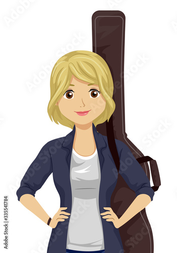 Teen Girl Guitar Case Illustration