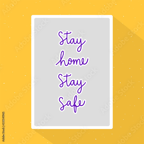 Stay home stay safe hand lettering in flat design
