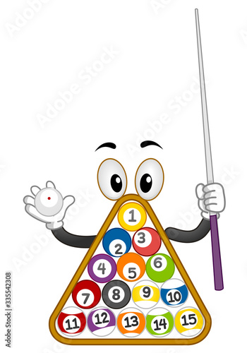 Mascot Triangle Billiard Ball Arrange Illustration