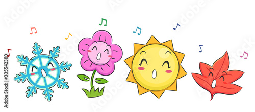 Mascot Season Singing Illustration