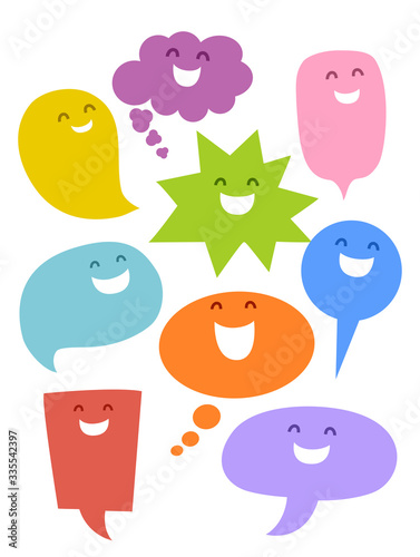 Mascots Laughing Speech Bubble Heads Illustration