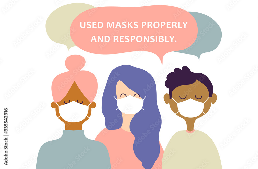Obraz premium Coronavirus 2019 - Women And Men With Medical Face Mask