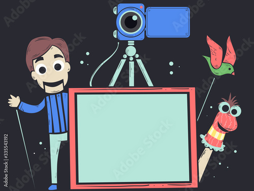 Puppeteering Video Recording Board Illustration