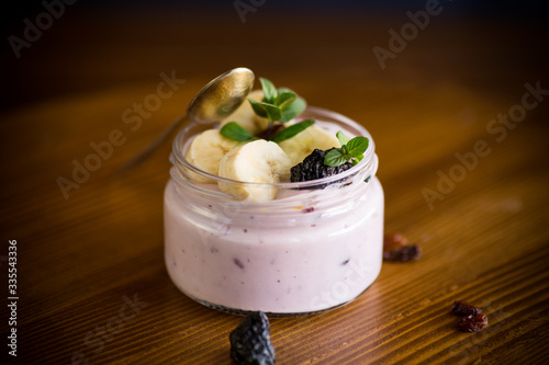 home sweet banana yogurt in a glass jar