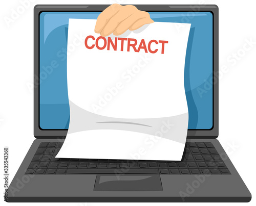 Hand Laptop Contract Signin...
