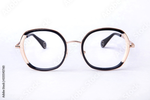 glasses for vision on a light background in the studio