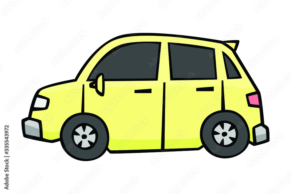 Eco car in drawing style on white