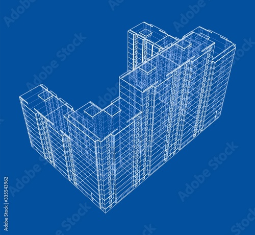 Vector wire-frame model of a multi-storey building