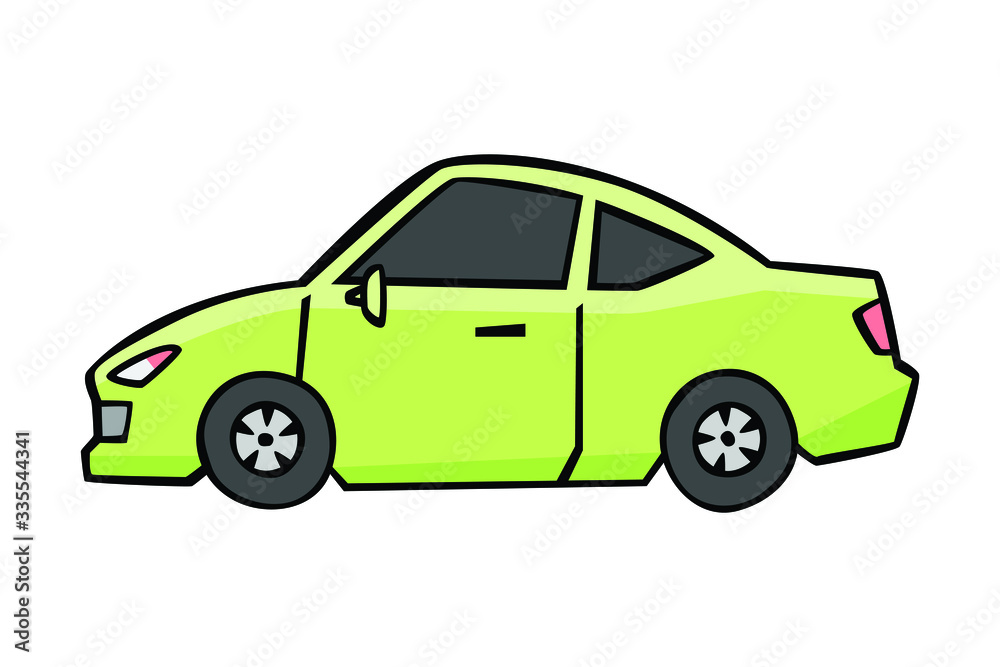 Sport car in drawing style on white