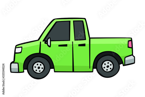 Pick up truck in drawing style on white