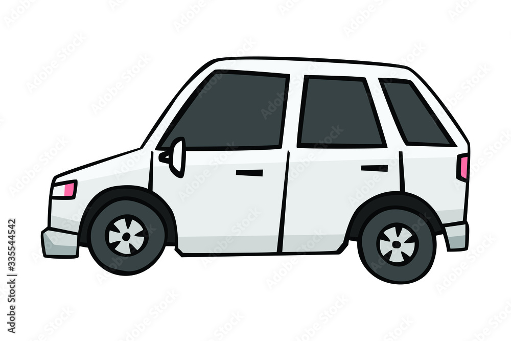 SUV car in drawing style on white SUV car in drawing style on white