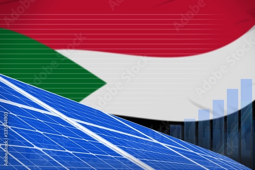 Sudan solar energy power digital graph concept - modern natural energy industrial illustration. 3D Illustration