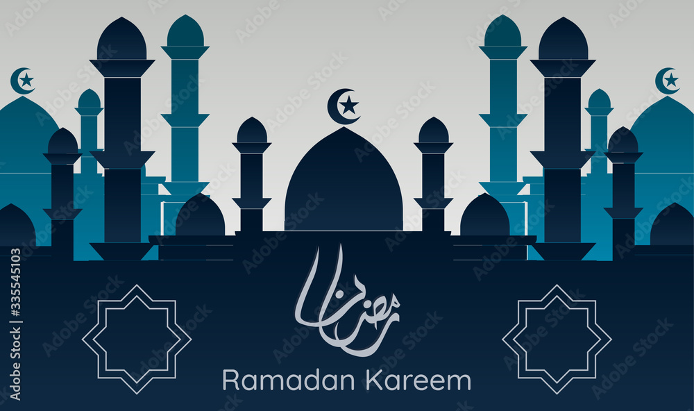 Happy Ramadan Kareem banner, greeting card posters or invitations design with islamic lanterns, stars and moon on gold. Vector illustration.