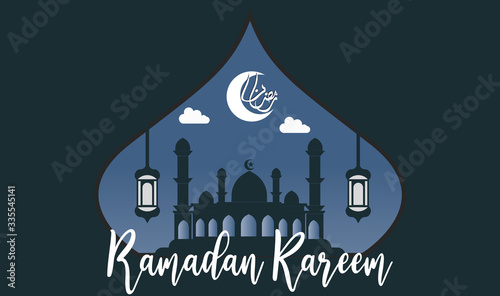 Happy Ramadan Kareem banner, greeting card posters or invitations design with islamic lanterns, stars and moon on gold. Vector illustration.