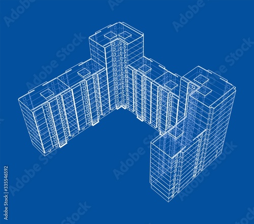 Vector wire-frame model of a multi-storey building