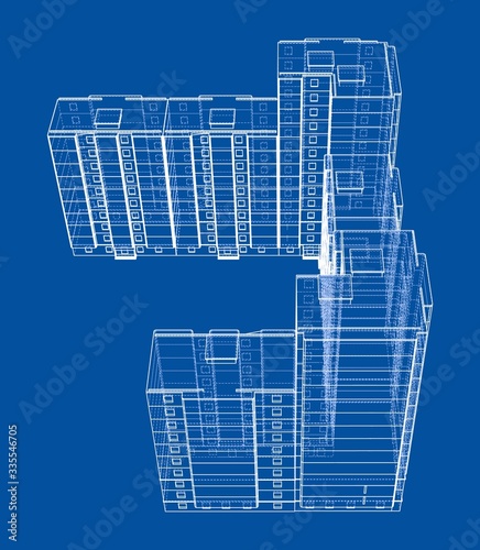 Vector wire-frame model of a multi-storey building