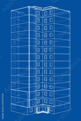 Vector wire-frame model of a multi-storey building