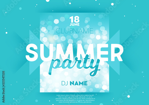 Vertical light blue dance party background with graphic elements and text. 