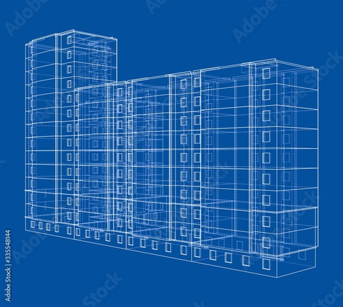 Vector wire-frame model of a multi-storey building