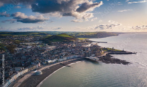 Aerial view of Aberystwyth town center , Cardigan Bay, Ceredigion, Wales, UK