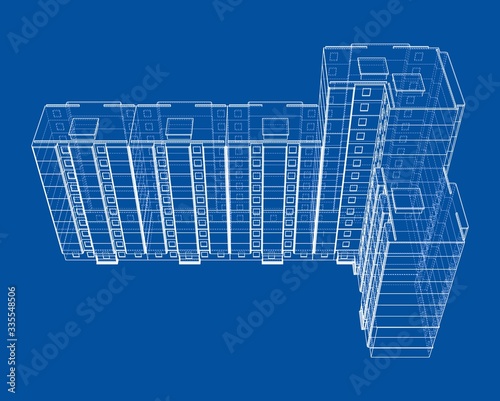 Vector wire-frame model of a multi-storey building