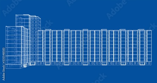 Vector wire-frame model of a multi-storey building