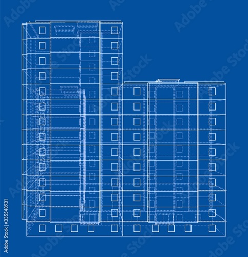 Vector wire-frame model of a multi-storey building