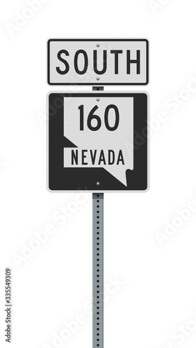 Vector illustration of the Nevada State Highway road sign on metallic post