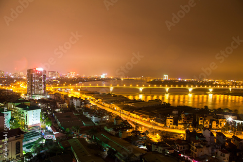 Hanoi skyline cityscape at twilight
