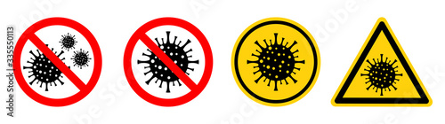 Warning sign,caution outbreak coronavirus covid 19