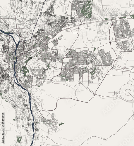 map of the city of Cairo, Giza, Egypt