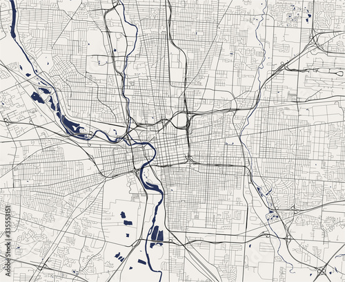 map of the city of Columbus, Ohio, USA