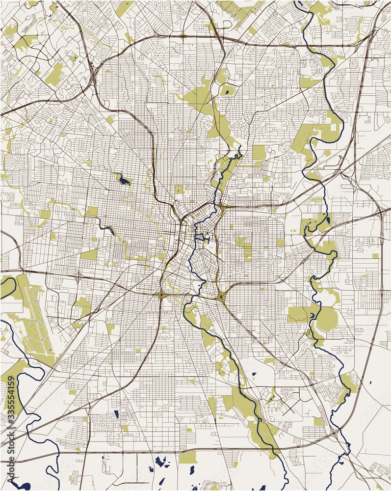 map of the city of San Antonio, Texas, USA