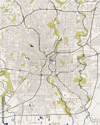 map of the city of San Antonio, Texas, USA