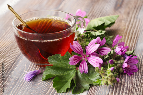 Malva sylvestris tea ; Hibiscus tea photo