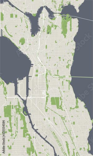 map of the city of Seattle, Washington, USA