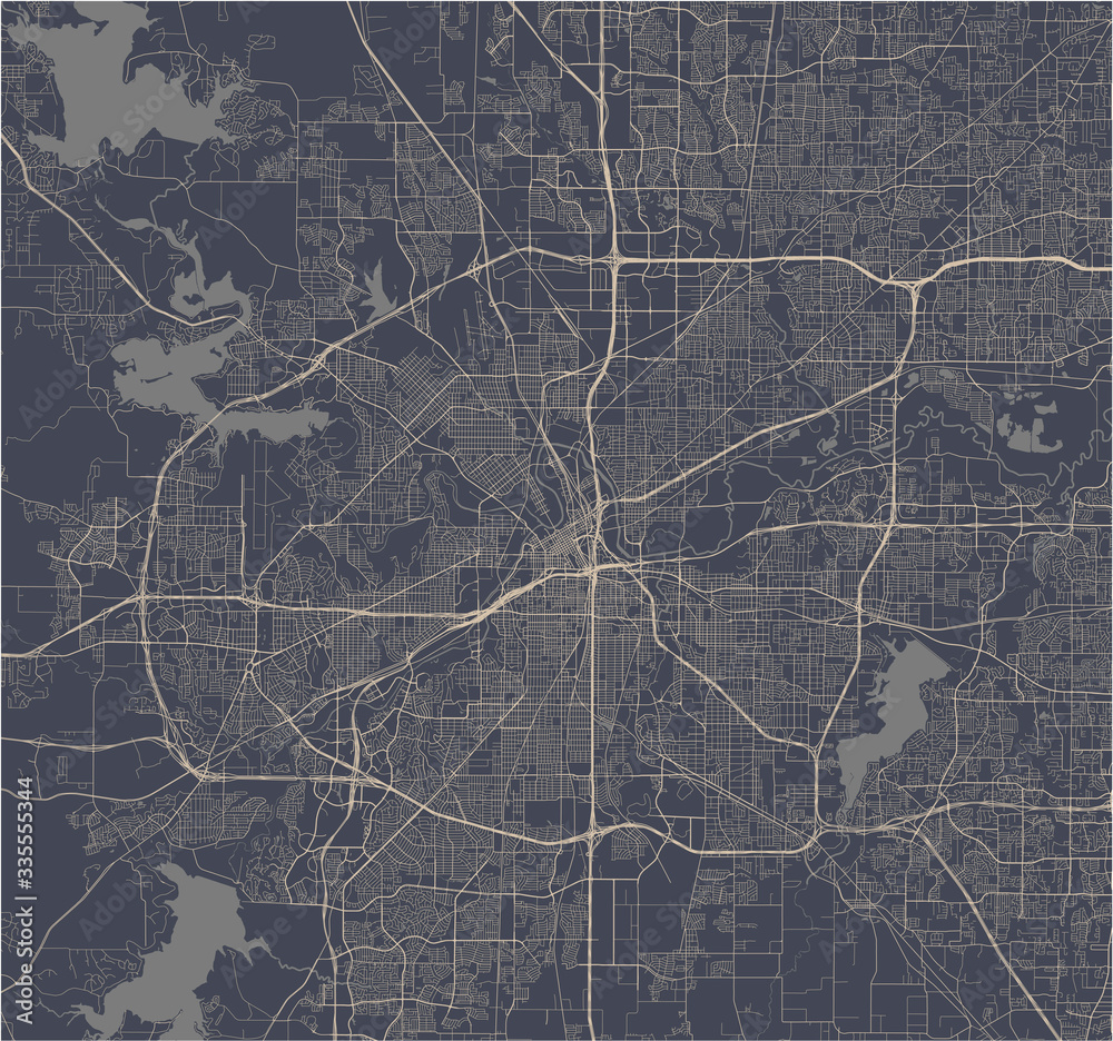 Fototapeta map of the city of Fort Worth, Texas, USA